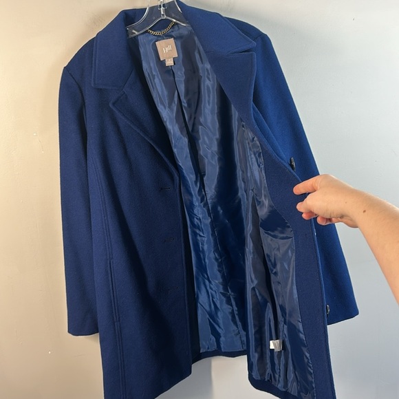 J.Jill Wool Pea Coat Overcoat Royal Blue Size M - Picture 5 of 14